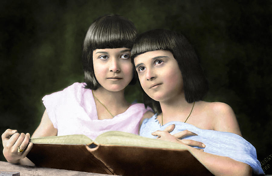 Sofija And Marija, The Beautiful Sisters From The Early 1900s. Restored And Colorized. Photograph