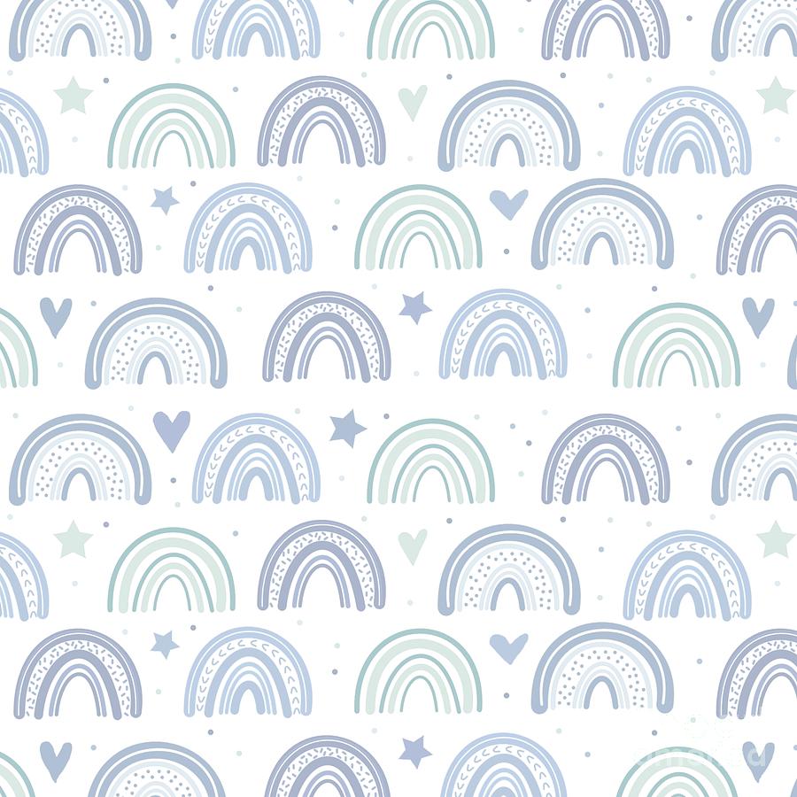 Soft Baby Blue Rainbow Pattern Digital Art by Li Or - Fine Art America