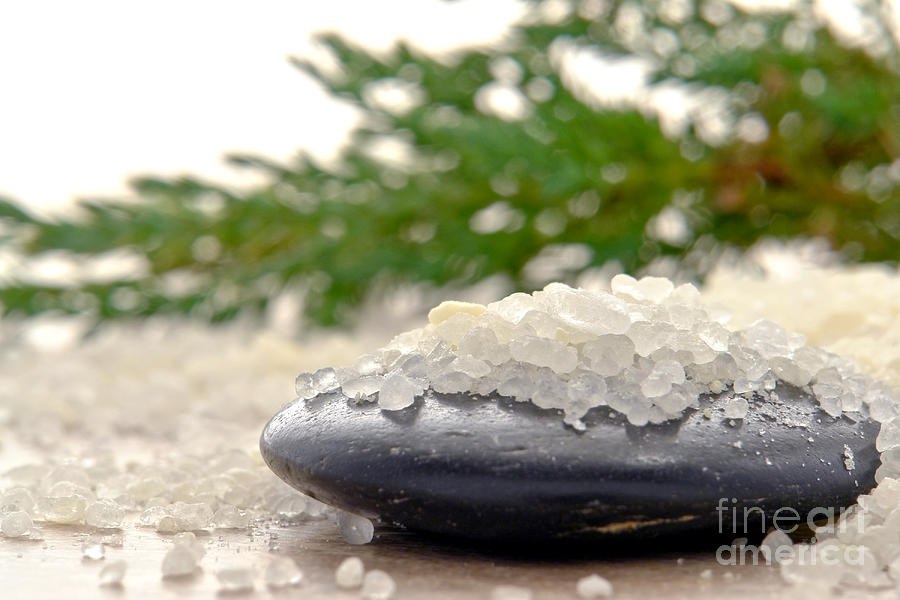 Soft Bath Salts on Polished Stone in a Spa Photograph by Olivier Le Queinec