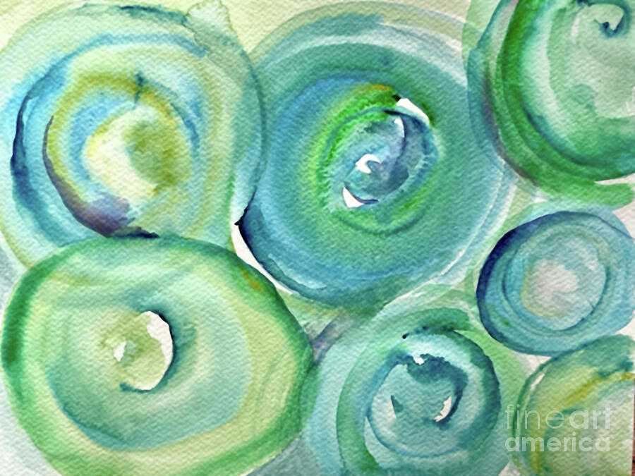 Soft Blue Circles Painting by Julie Tibus Soft Blue Circles Painting by Julie Tibus
