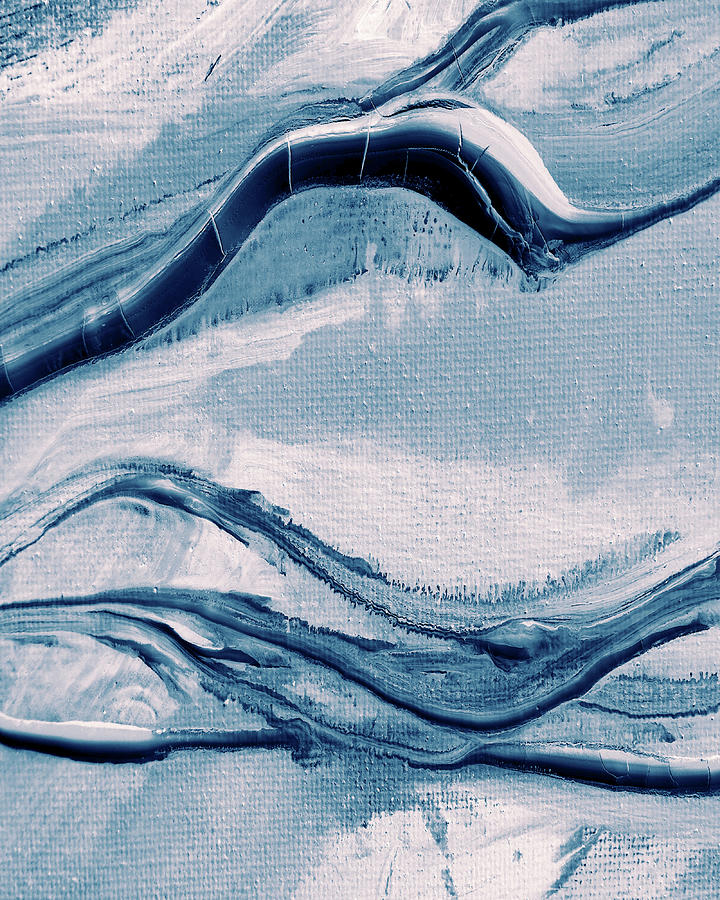 Soft Blue Organic Lines Ocean Marble Contemporary Abstract Art I  Painting by Irina Sztukowski