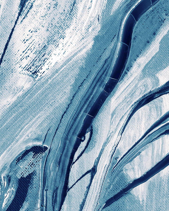 Soft Blue Organic Lines Ocean Marble Contemporary Abstract Art III Painting by Irina Sztukowski