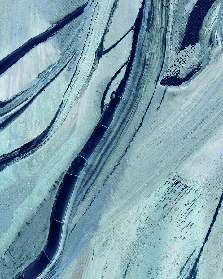 Soft Blue Organic Lines Ocean Marble Contemporary Abstract Art IV Painting by Irina Sztukowski