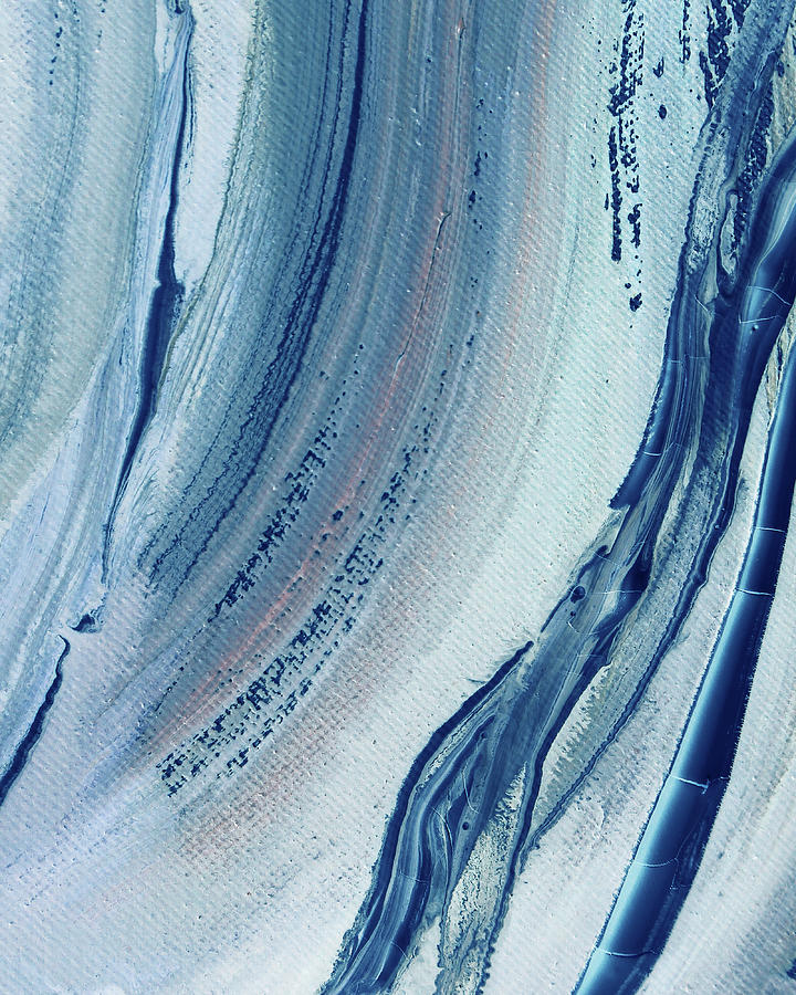 Soft Blue Organic Lines Ocean Marble Contemporary Abstract Art V Painting by Irina Sztukowski