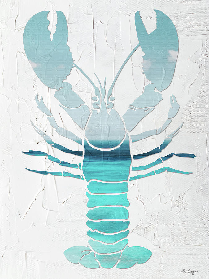 Soft Blue Sea Lobster Art Painting by Sharon Cummings