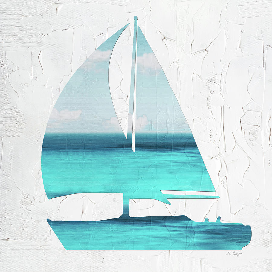 Soft Blue Sea Sailboat Art 2 Painting by Sharon Cummings