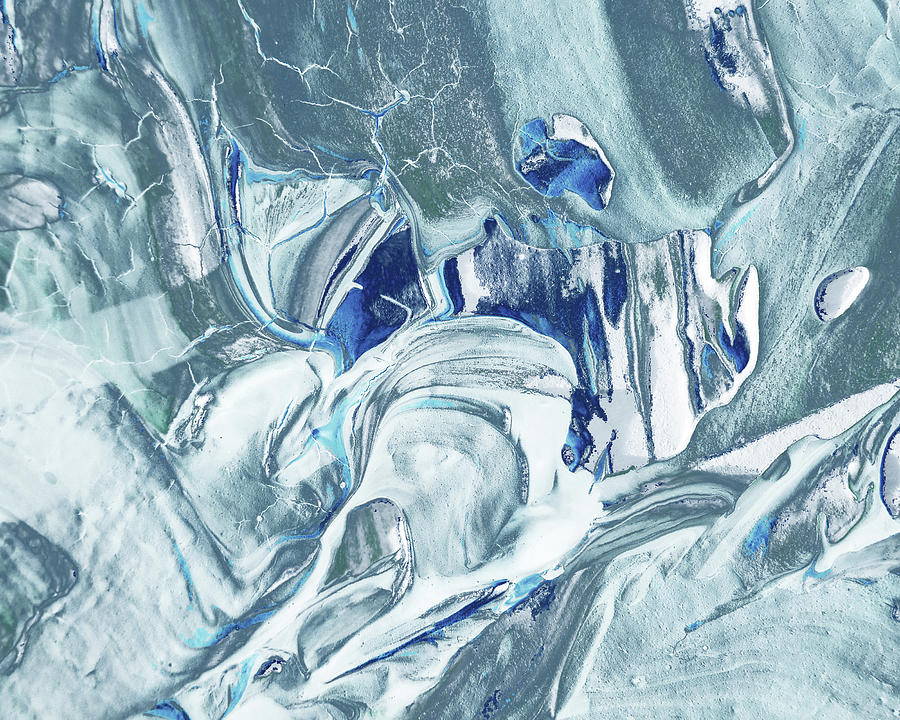 Soft Blue Swirl Textured Decorative Art II Painting