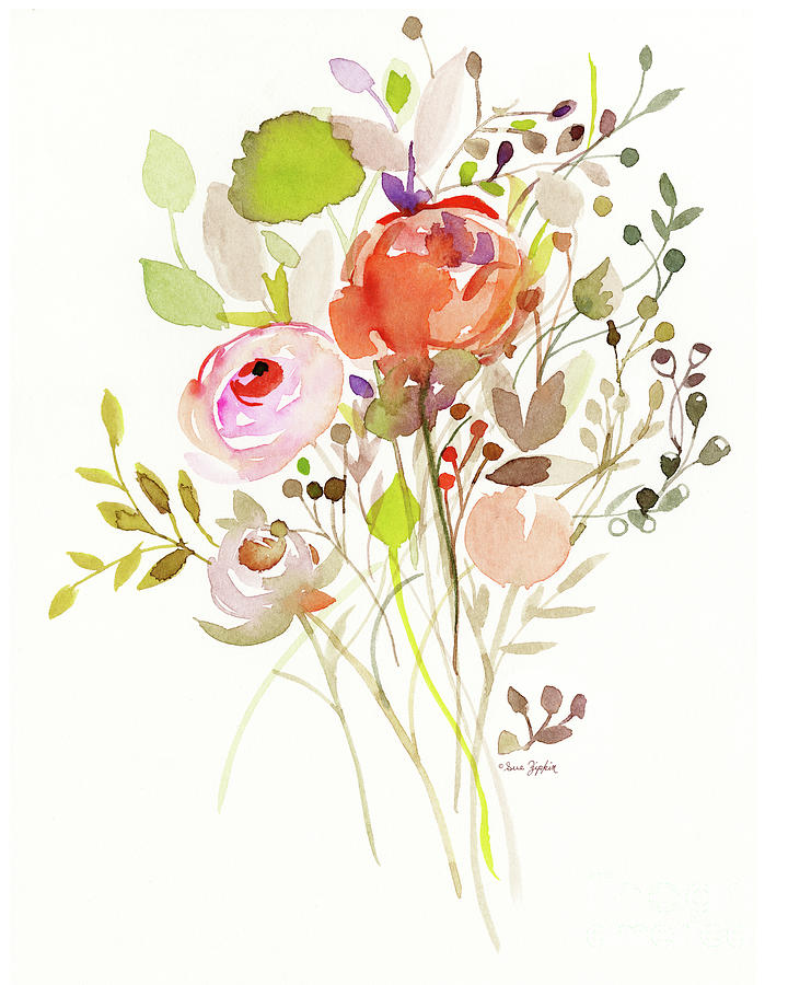 Soft Bouquet of Flowers II  Painting by Sue Zipkin
