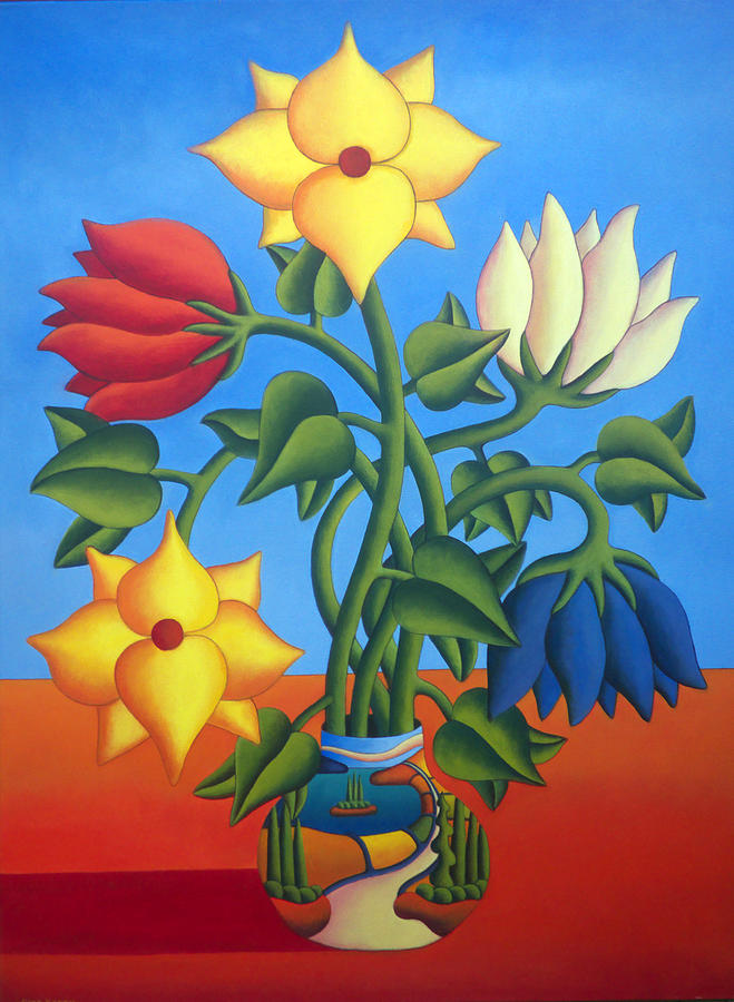 Soft Flowers with Vase  Painting by Alan Kenny