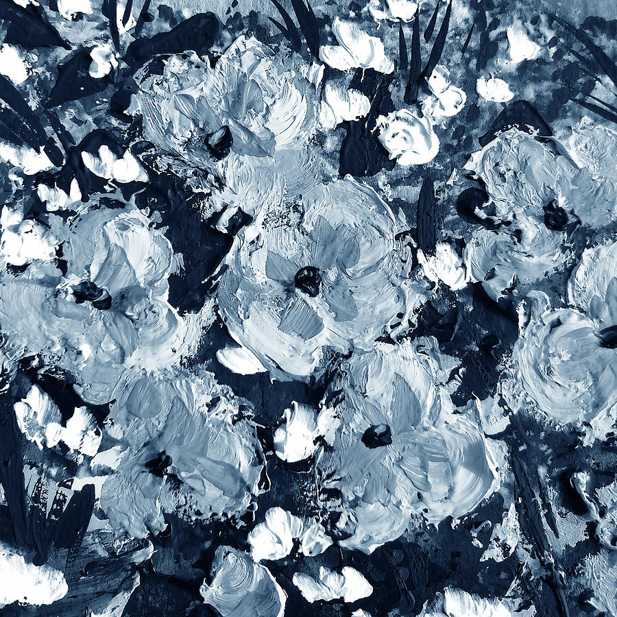 Soft Indigo Blue Abstract Floral Decor Flowers For Interior IV Painting by Irina Sztukowski