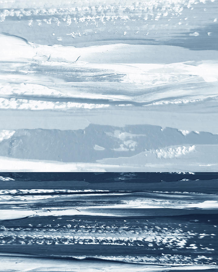 Soft Indigo Blue Peaceful Calm Landscape Beach Art Contemporary Abstract III Painting by Irina Sztukowski