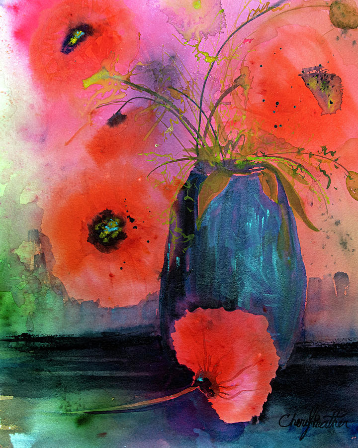 Soft Lit Poppies Painting by Cheryl Prather