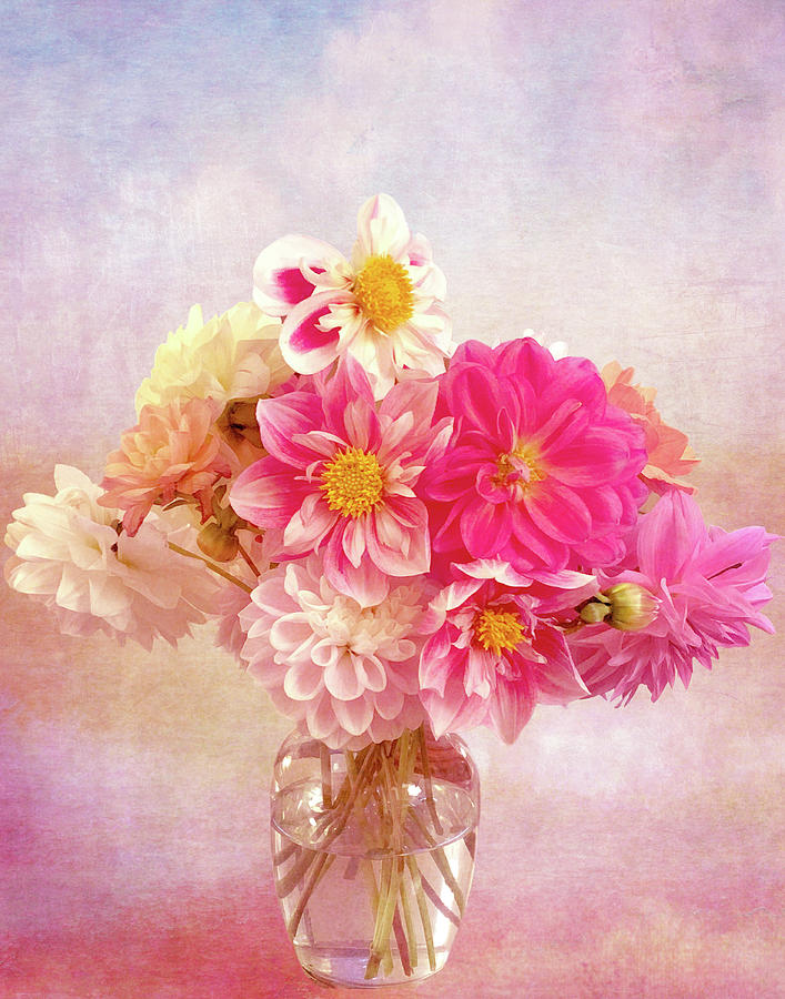 Soft Pastel Pinks Dahlia Bouquet Digital Art by Sherrie Triest