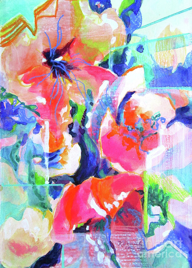 Soft Pink Floral Abstract Painting by Kathy Braud