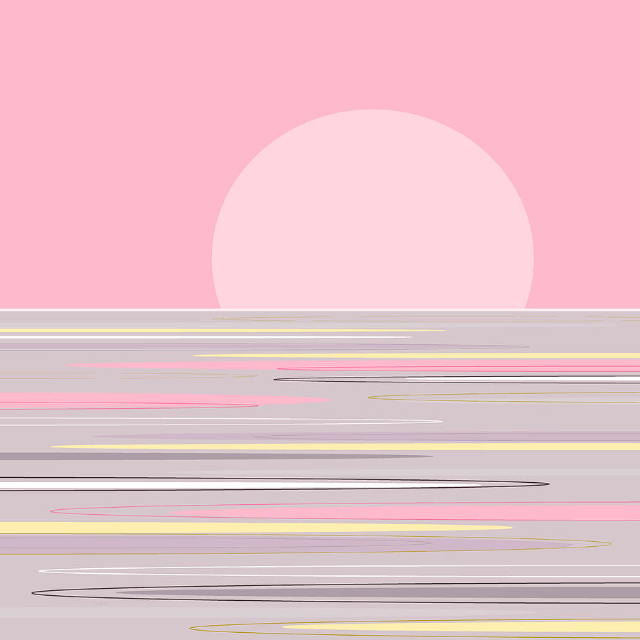 Soft Pink Moonrise Digital Art by Val Arie