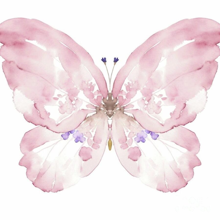 Soft Pink Watercolor Butterfly Painting by Alma Yamazaki