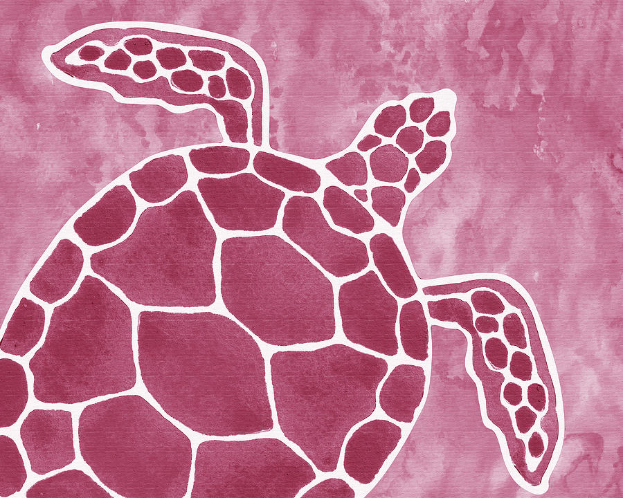 Soft Pink Watercolor Tortoise Under The Sea Turtle Native Art Ocean Creature Iv Painting