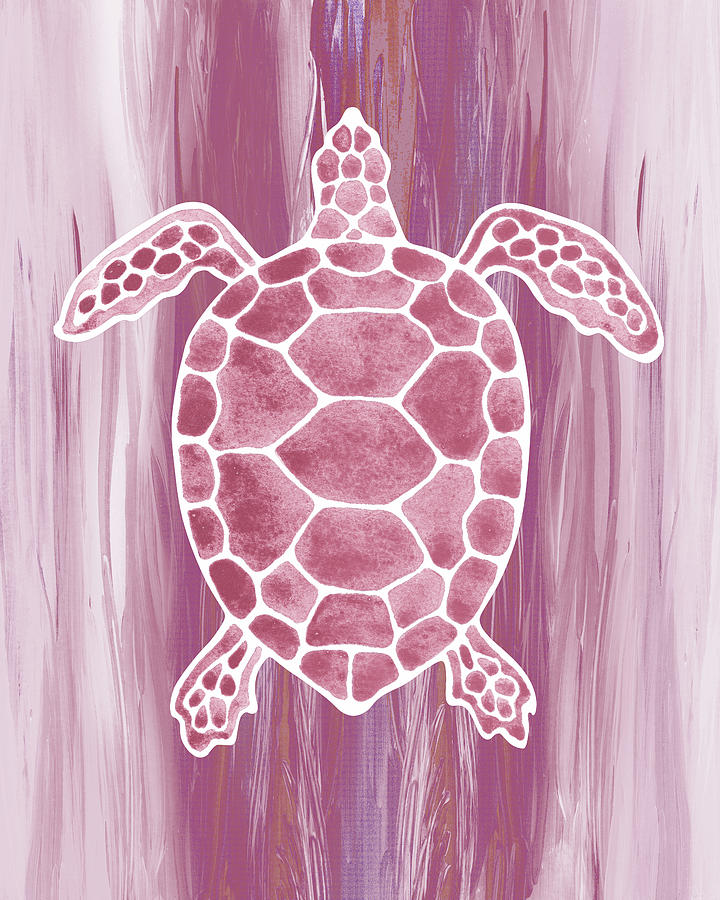 Soft Pink Watercolor Tortoise Under The Sea Turtle Native Art Ocean ...