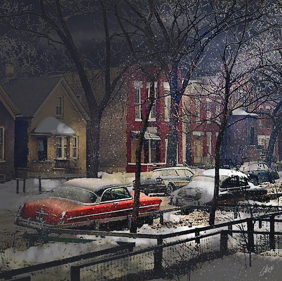 Soft Snow in Wicker Park - Chicago 1960 Digital Art by Glenn Galen