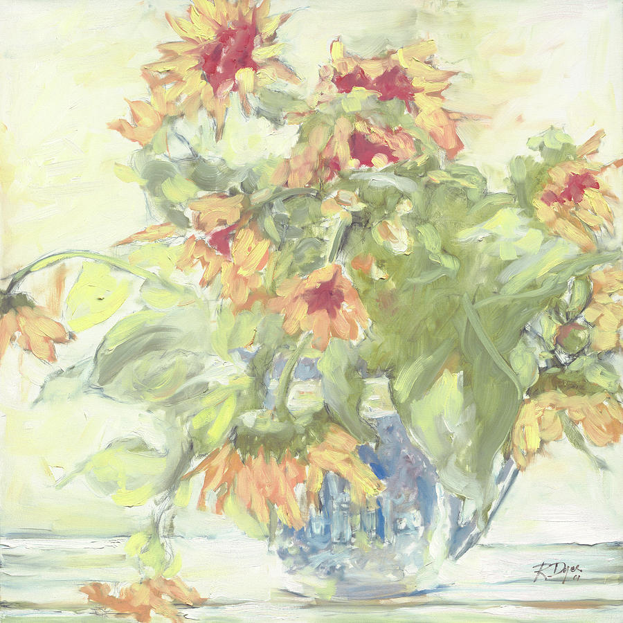 Soft Sunflowers Painting by Roxanne Dyer
