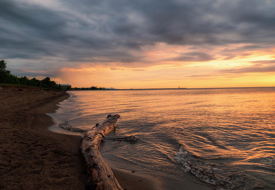 Soft Sunset on Lake Superior Beach Photograph by Sandra Js
