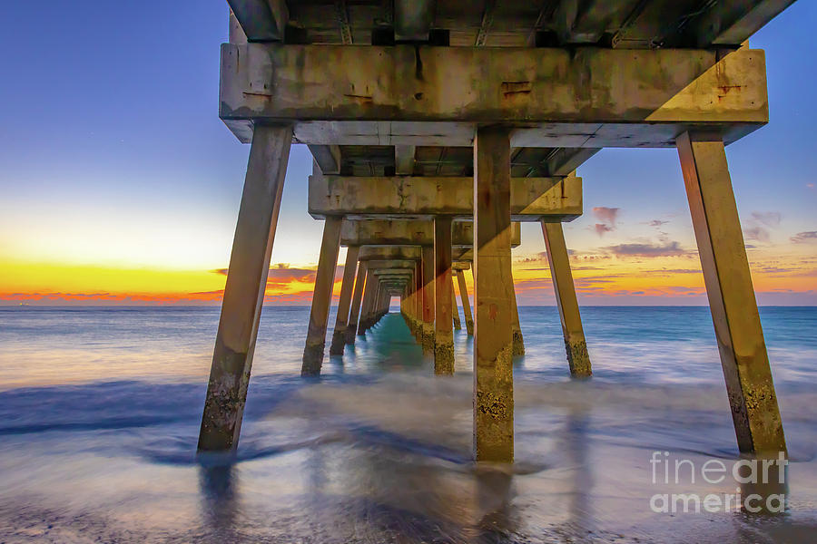 Soft Surf Under Pier Photograph by Tom Claud