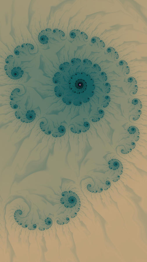 Soft Teal Fractal Spiral Abstract  Digital Art by Shelli Fitzpatrick