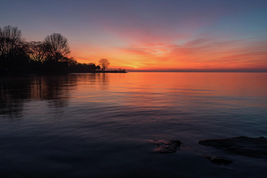 Soft Velvet - Colourful Dawn on Lake Ontario in West End Toronto Photograph by Georgia Mizuleva