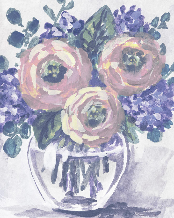 Soft Vintage Cool Pallet Bouquet Summer Floral Impressionism  Painting by Irina Sztukowski