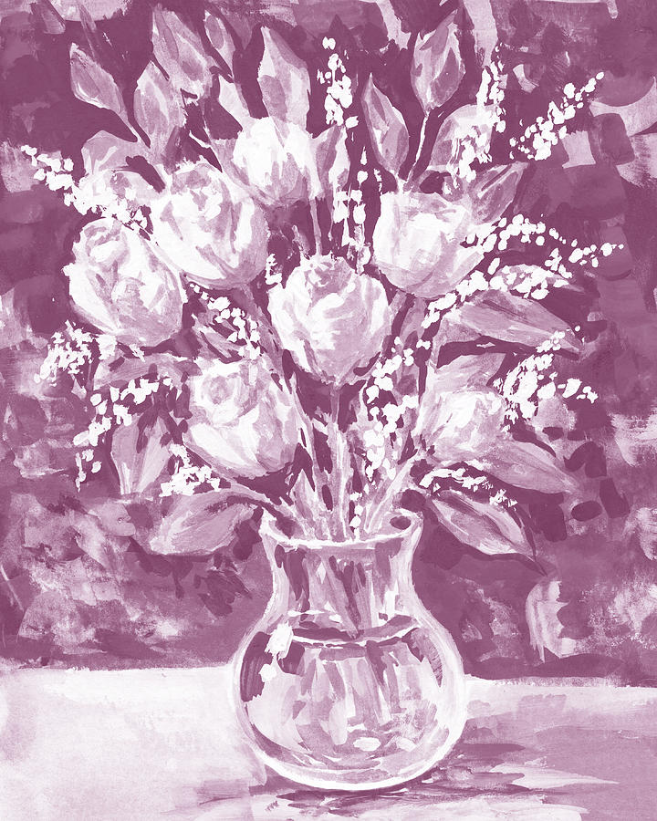 Soft Vintage Dusty Pink Flowers Bouquet Summer Floral Impressionism II Painting by Irina Sztukowski