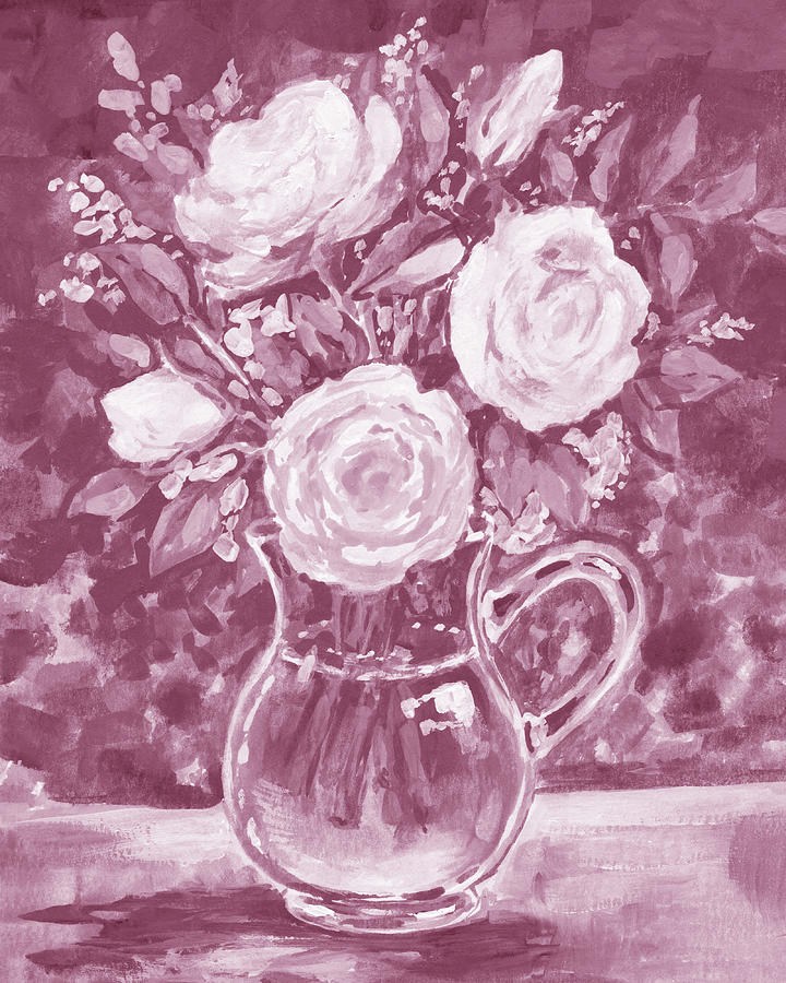 Soft Vintage Dusty Pink Flowers Bouquet Summer Floral Impressionism IV Painting by Irina Sztukowski