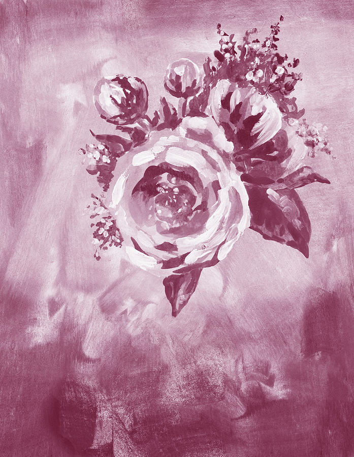 Flower Painting - Soft Vintage Dusty Pink Flowers Bouquet Summer Floral Impressionism VI by Irina Sztukowski