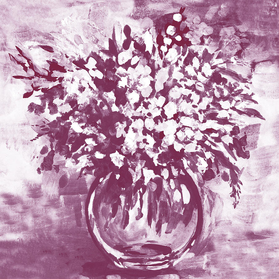 Soft Vintage Dusty Pink Flowers Bouquet Summer Floral Impressionism VIII Painting by Irina Sztukowski