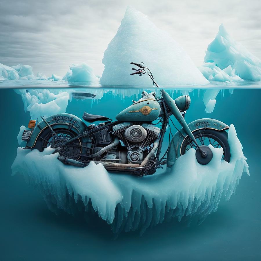 Motorcycle Digital Art - Softail Submerged and Frozen by iTCHY