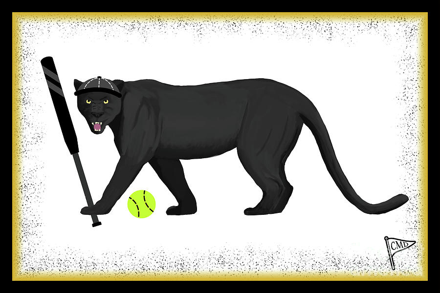 Softball Digital Art - Softball Black Panther by College Mascot Designs