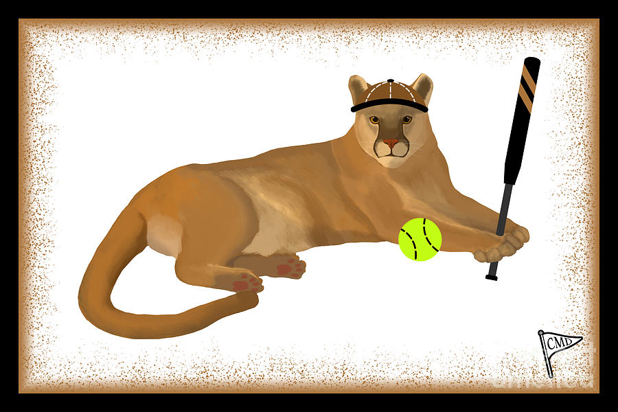Softball Digital Art - Softball Cougar by College Mascot Designs