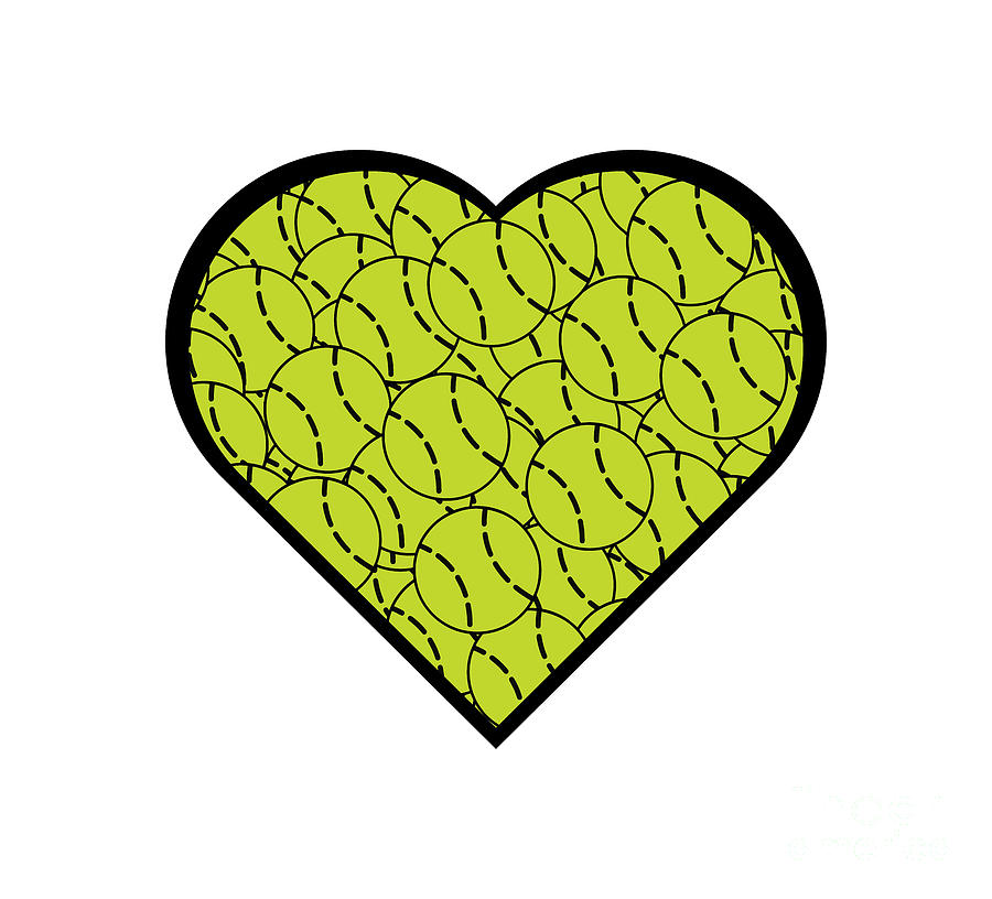 Softball Heart Love Design 1 Digital Art