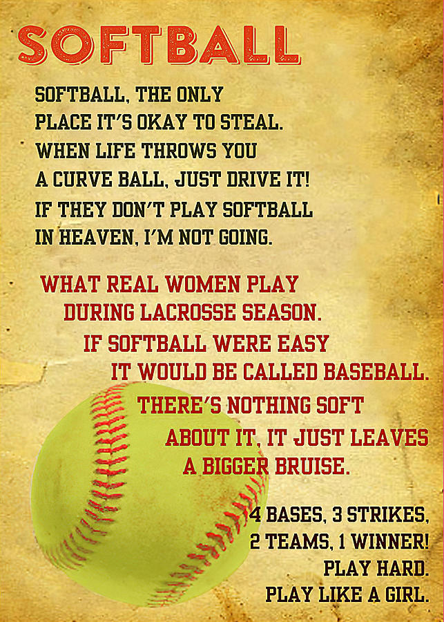 Softball Softball Poster Digital Art by Gambrel Temple - Pixels