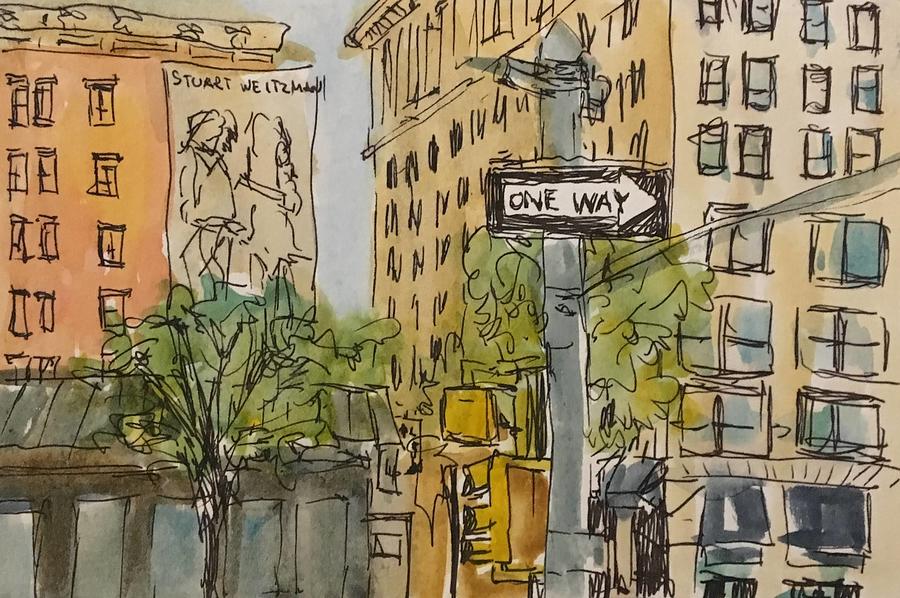 Soho, New York Drawing by Elissa Poma