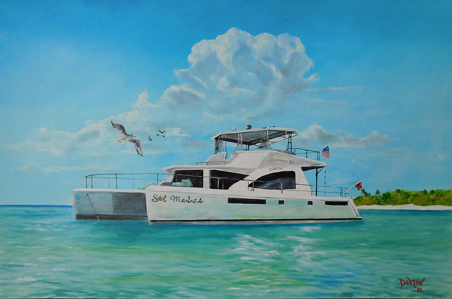 Catamaran Painting - Leopard Catamaran 51 Named Sol Mates by Lloyd Dobson