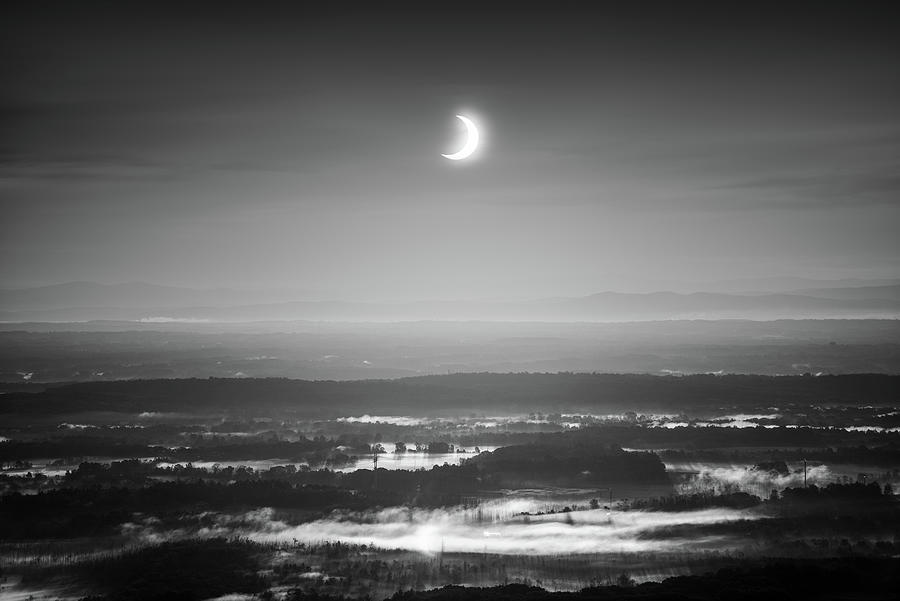 Black And White Photograph - Solar Eclipse - 2021 by Brad Wenskoski
