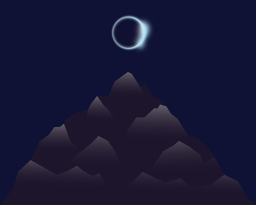 Solar Eclipse Mountain Transparent Background Digital Art