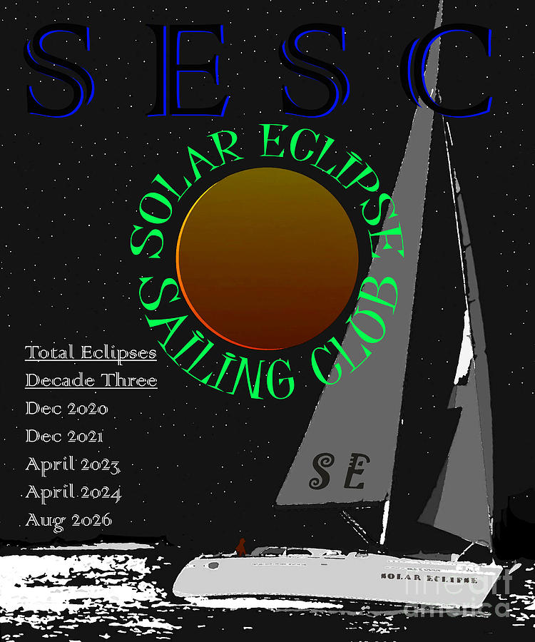 Solar Eclipse Sailing Club poster art A Mixed Media by David Lee Thompson