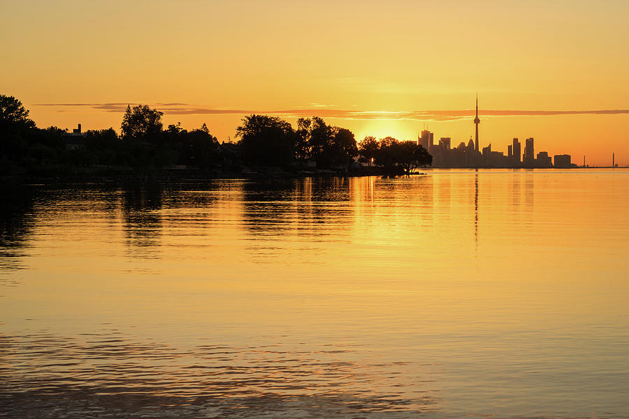 Solar Power Gold - Glossy Aurea Dawning with Toronto Skyline Photograph by Georgia Mizuleva