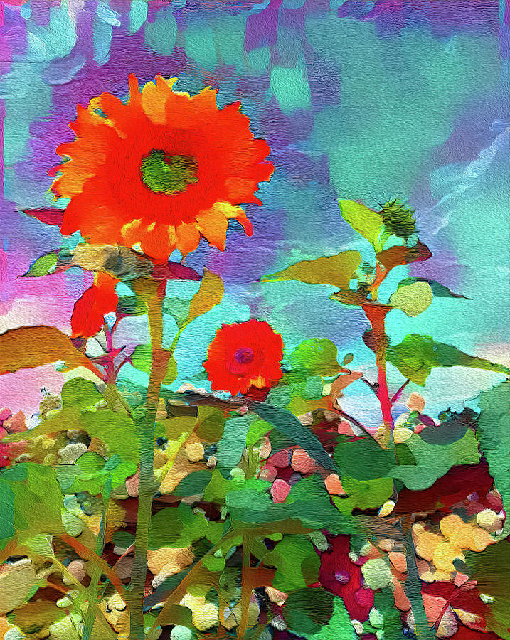 Solar Sunflowers Digital Art by Deborah League