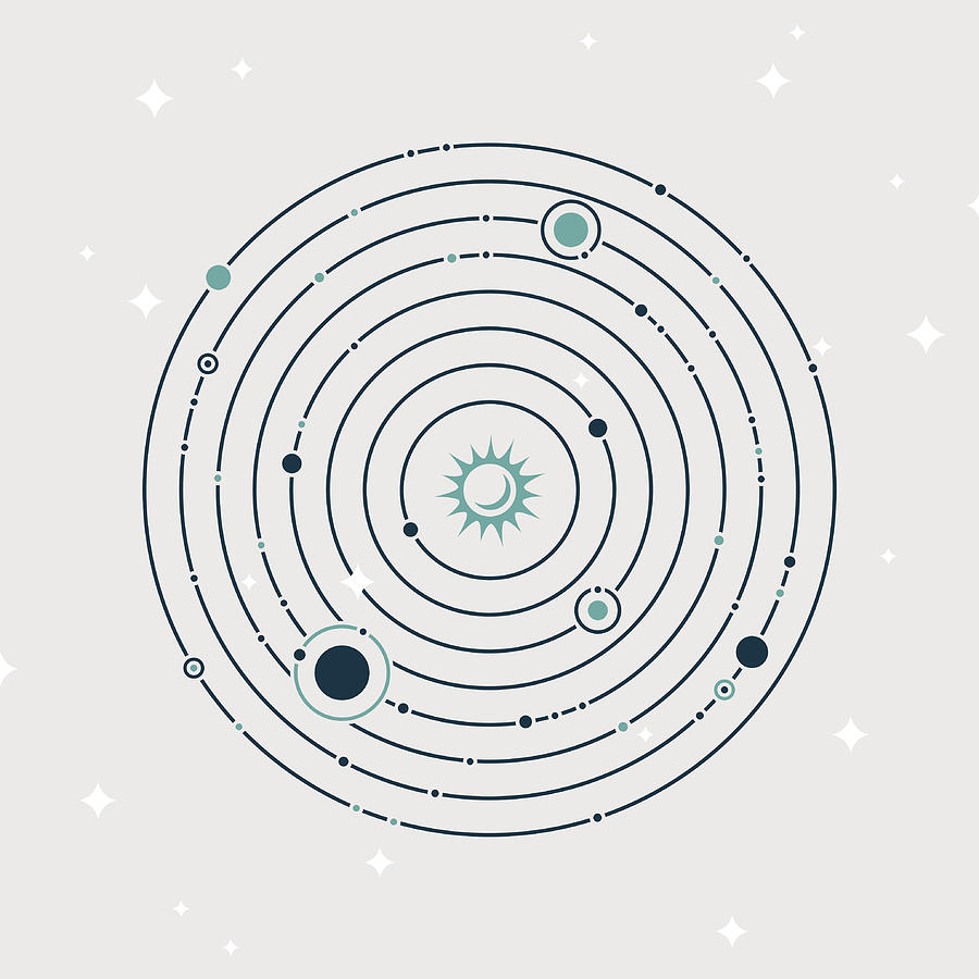 Solar System Planet Orbiting Drawing by Filo