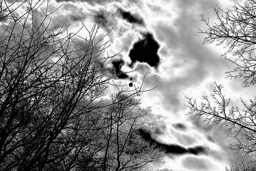 Solarized winter sky and clouds Photograph by Alan Goldberg