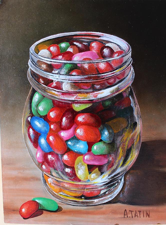 SOLD - Jelly Beans In A Jar Painting by Art Tatin - Fine Art America