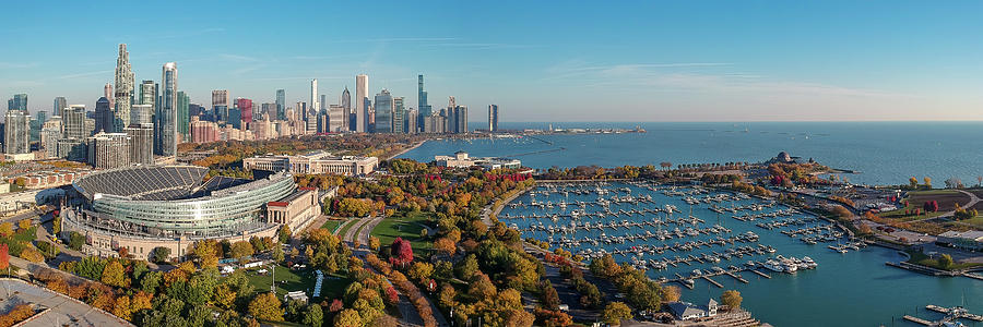 Soldier Field Chicago Fall Panoramic Photograph by Adam Romanowicz