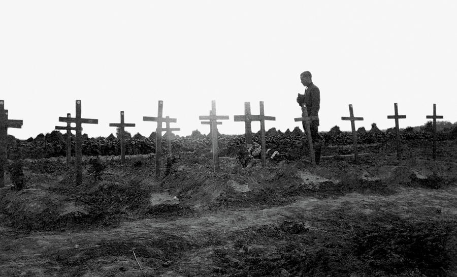 Soldier In Battlefield Cemetery - WW1 France 1918 Photograph by War Is Hell Store